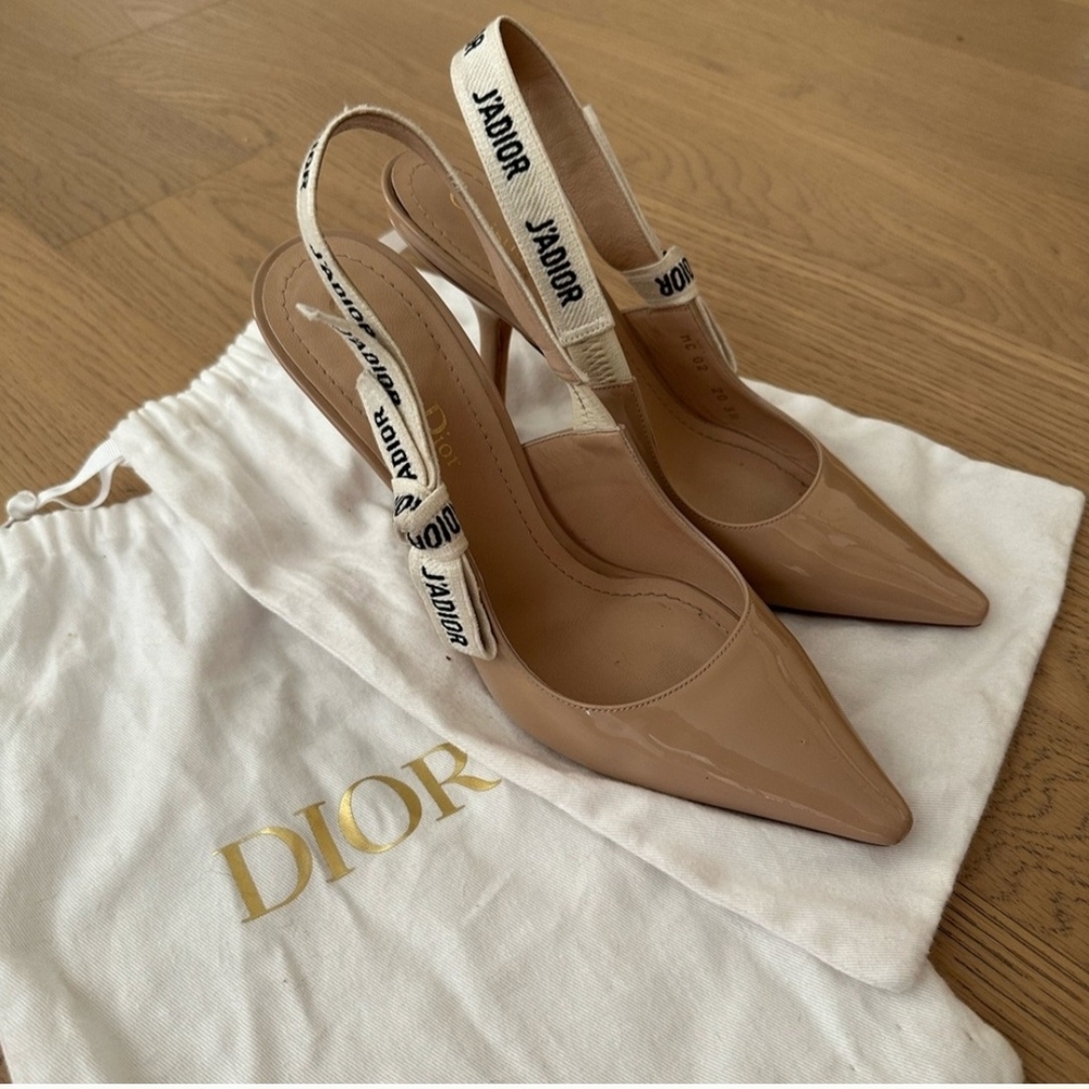 Dior Women's Tan Slingback Heels Size 38